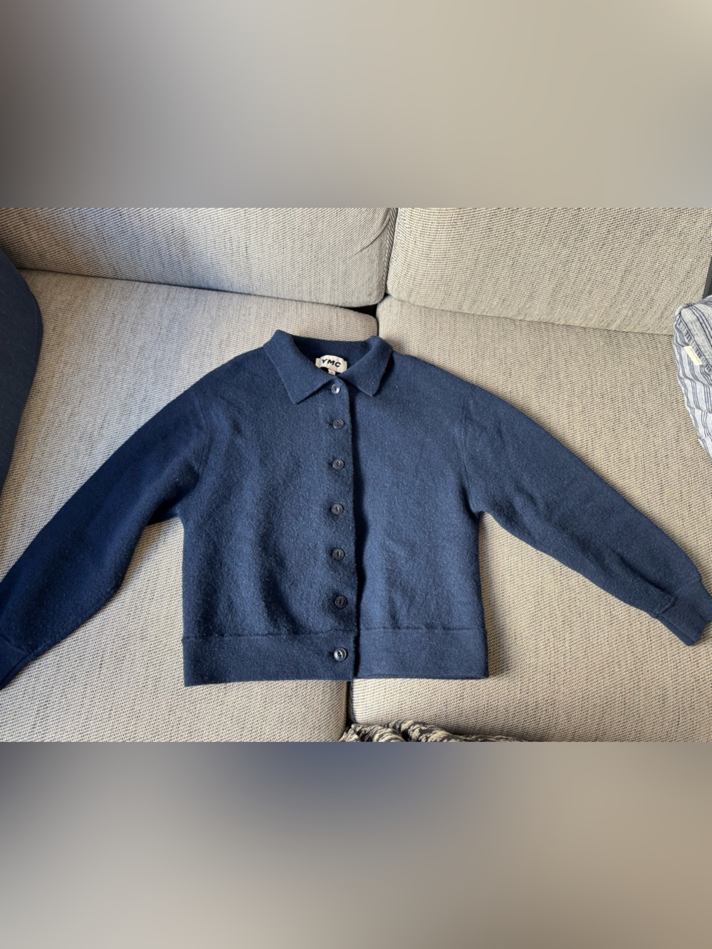 YouMustCreate YMC Navy Cardigan 100% wool
